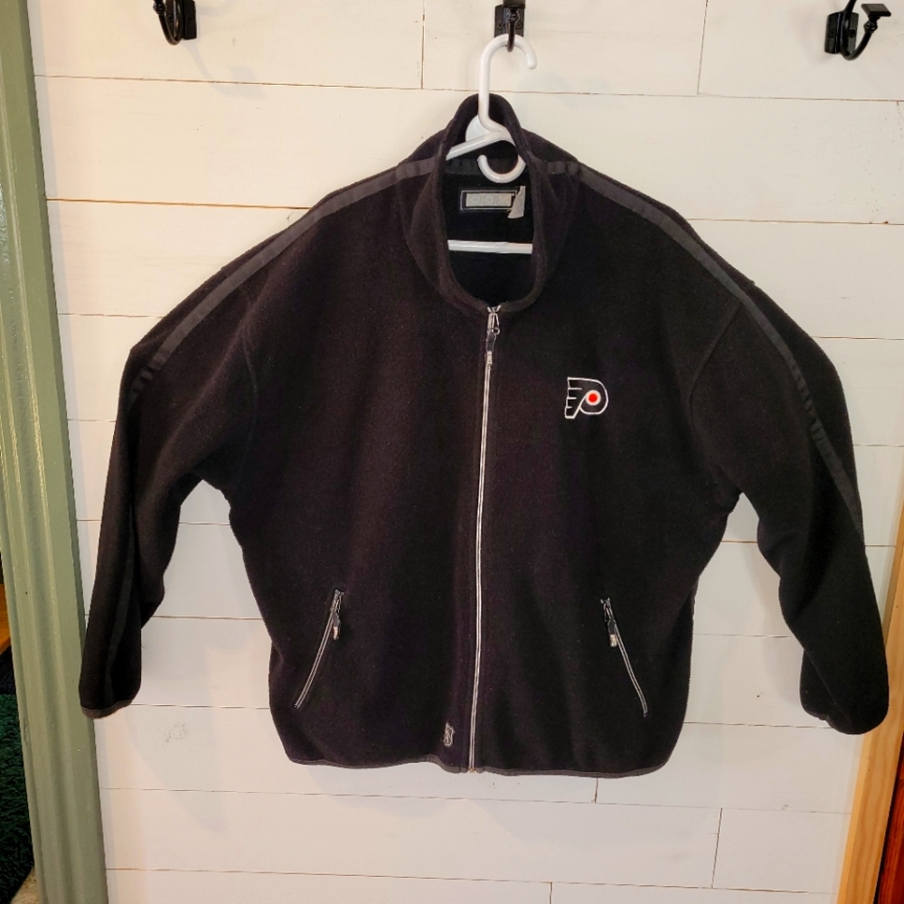 NHL Philadelphia Flyers Logo Zip Up CCM Fleece Jacket Oversized VTG 1999 XL XXL